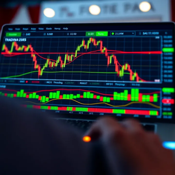 TradingView interface displaying advanced financial charts and technical indicators for binary options analysis