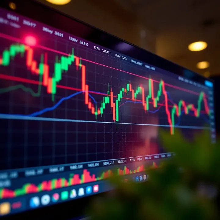 Interactive financial chart displaying candlestick patterns and technical indicators on TradingView platform