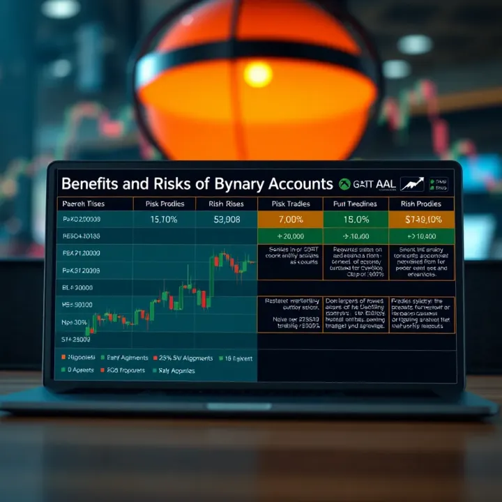 Chart displaying the benefits and risks associated with binary accounts in trading environments