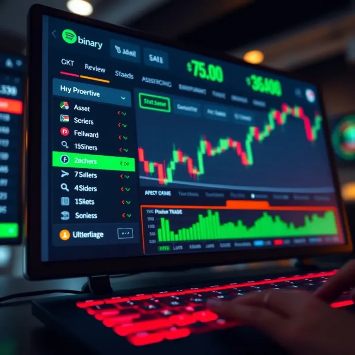 Binary Trading Platform Interface Overview Interface of a binary trading platform showing options for asset selection and trade execution