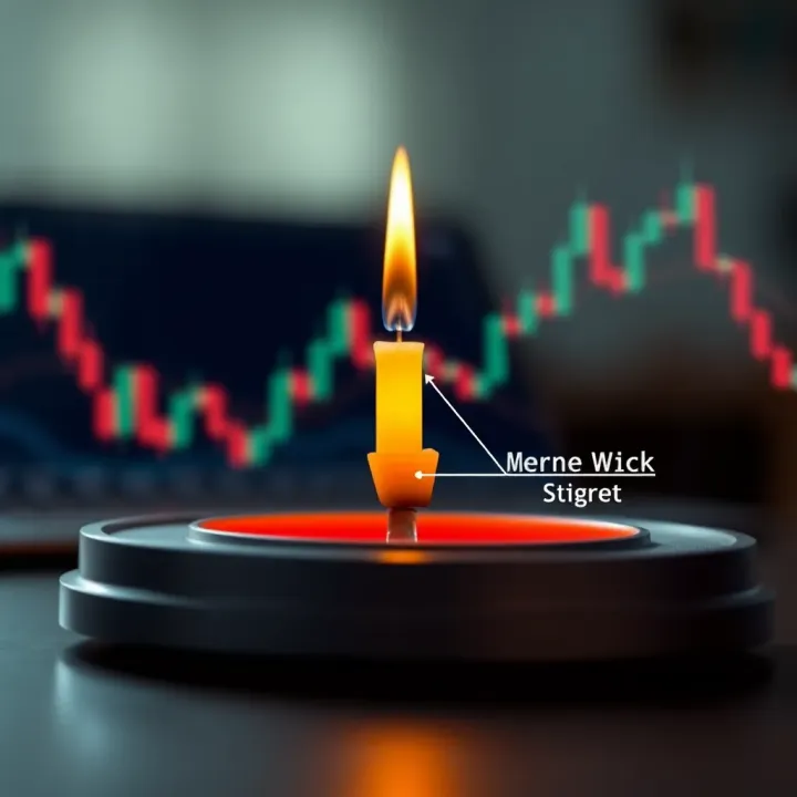Illustration showing the structure of a candlestick with body and wick indicating price movement