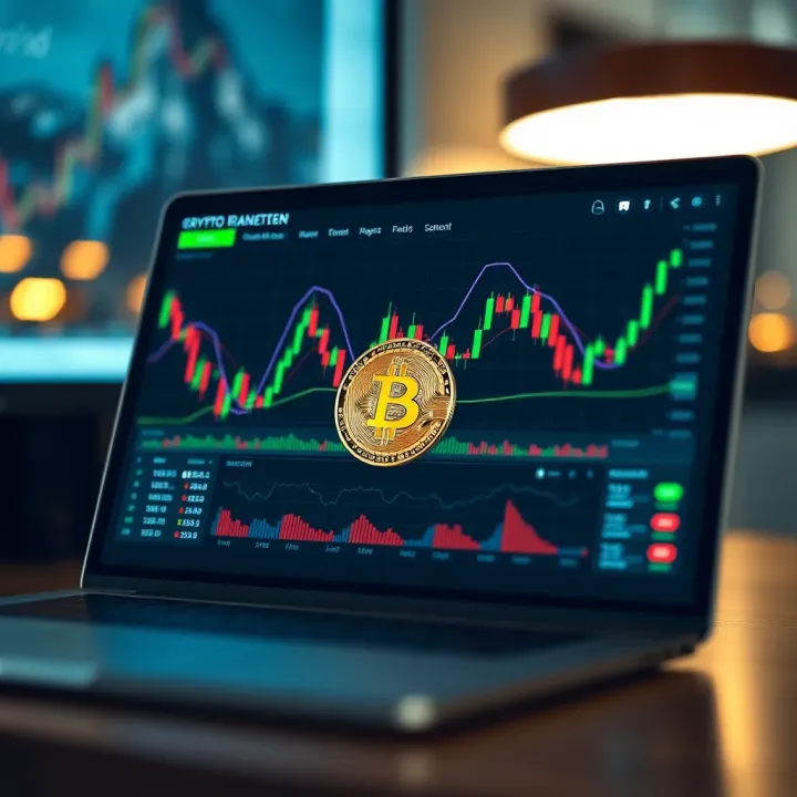 Cryptocurrency Trading Platform Interface User interface of a cryptocurrency trading platform on a laptop