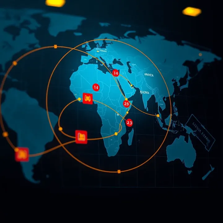 Technology-Driven Delivery Logistics in Kenya A digital map displaying delivery routes and locations, representing technology-driven logistics solutions
