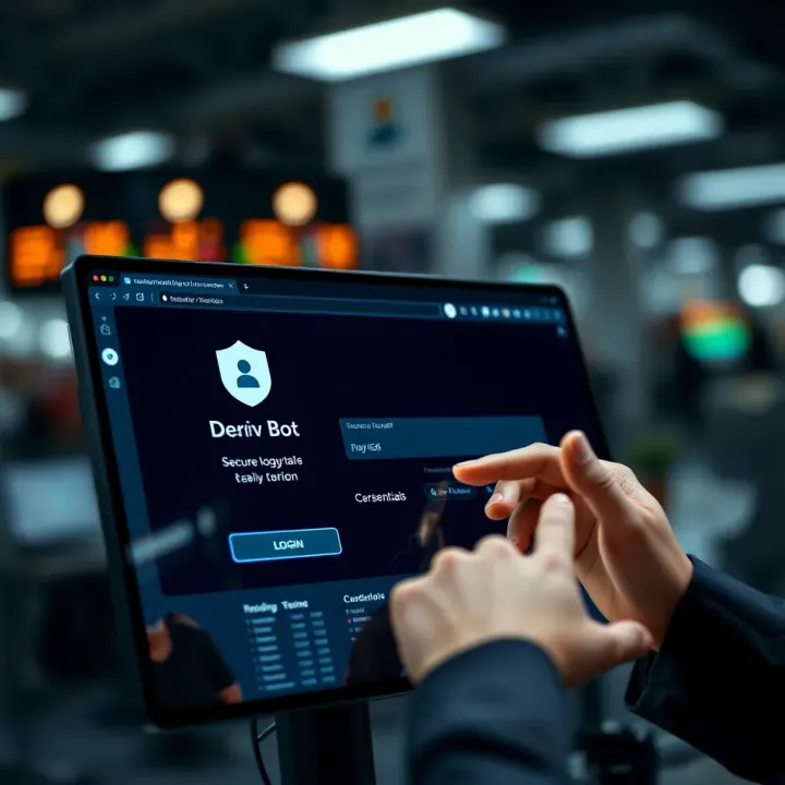 User entering credentials on a secure login page for Deriv trading bot platform