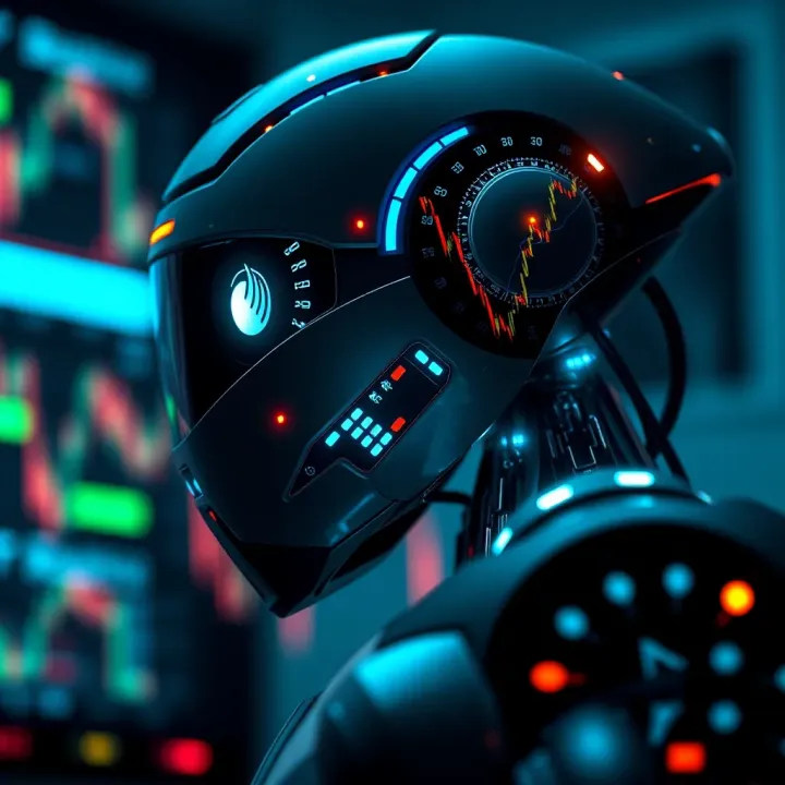 Algorithmic Trading with Deriv.com Bot Concept of algorithmic trading with robotic software managing financial market transactions