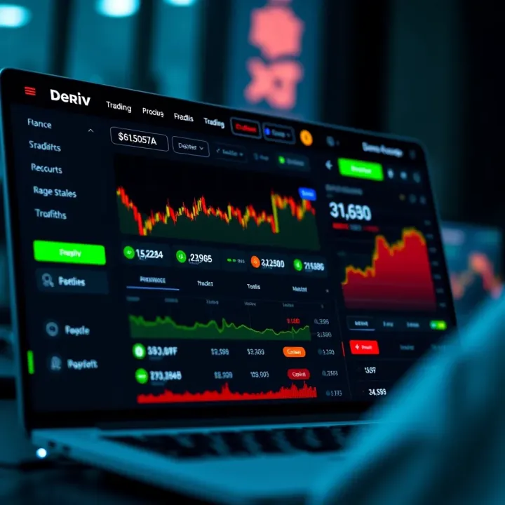 Overview of Deriv Demo Account Interface and Features Screenshot showing a Deriv demo account dashboard with virtual funds and trading options