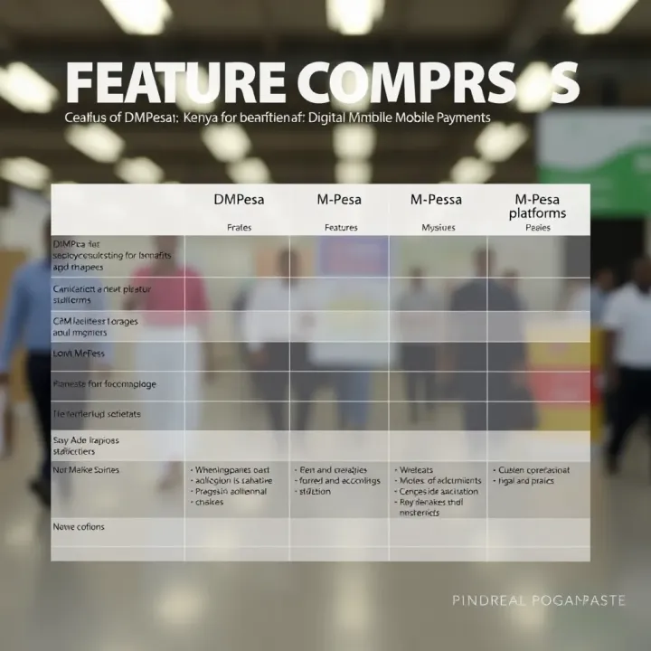 Feature Comparison of DMPesa and M-Pesa Platforms Comparison chart illustrating features and benefits of DMPesa versus M-Pesa platforms