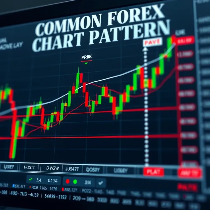 Common Forex Chart Patterns Explained Diagram showing common forex chart patterns such as head and shoulders, triangles, and double tops on a price chart