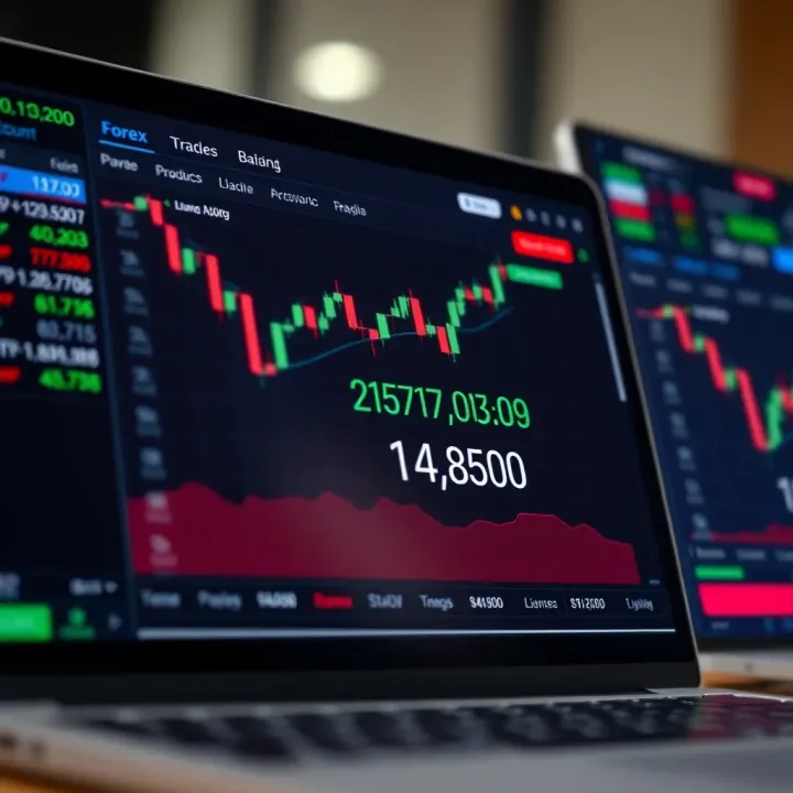 Forex Trading Platform with Demo Account Interface Interface of a forex trading platform displaying currency pairs and demo account balance