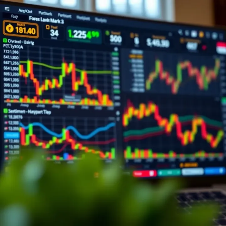 Dashboard of forex sentiment analysis tools and charts for market mood assessment