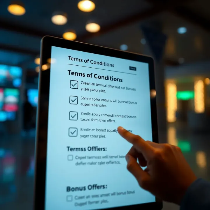 Visual Guide to Terms and Conditions for Bonus Offers Checklist highlighting terms and conditions for bonus offers on a sleek digital interface