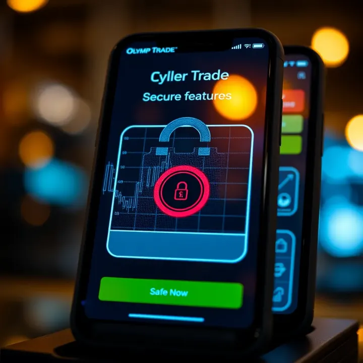 Security Features and Safe Access on Olymp Trade App Illustration of a secure login screen with safety icons representing data protection for Kenyan users