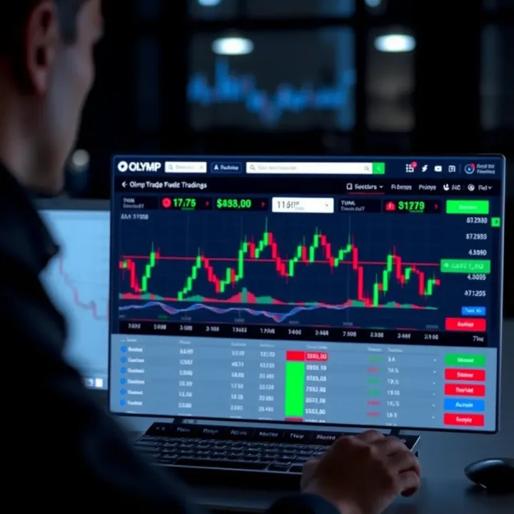 Key Features of Olymp Trade Platform in Kenya Screenshot showing key features of Olymp Trade platform interface with trading charts and options