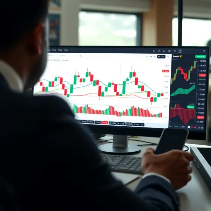 Interactive financial chart displaying candlestick patterns and technical indicators on a trading platform
