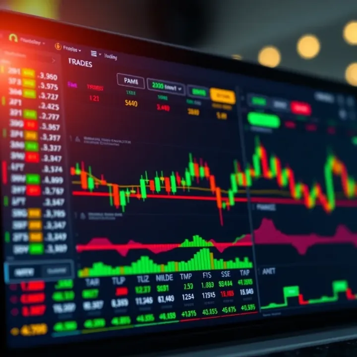 Dashboard view of a digital trading platform showing various financial instruments and market data