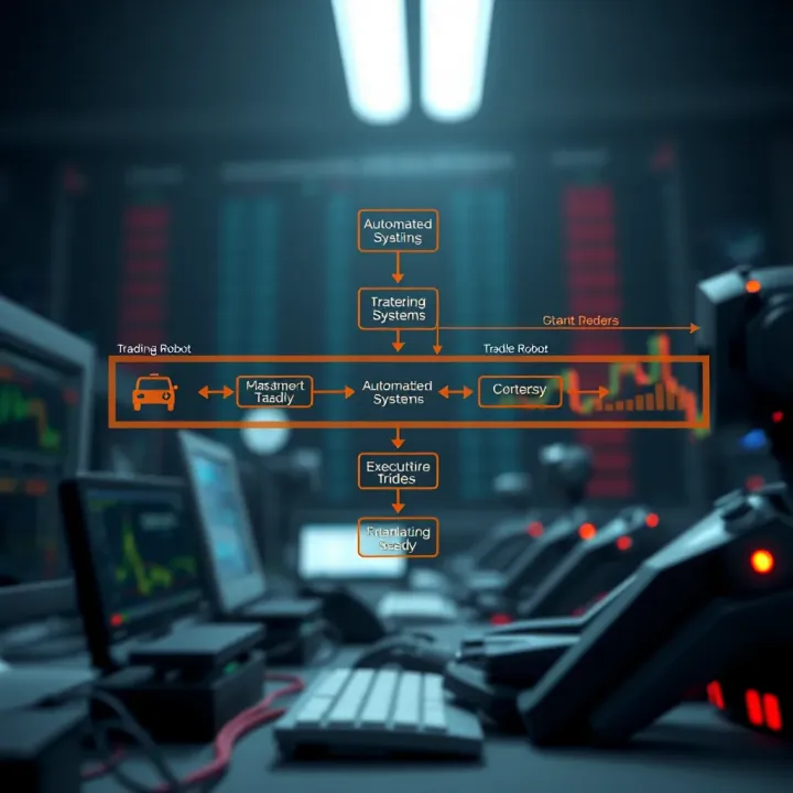Diagram illustrating the flow of automated trading systems analyzing market data and executing trades