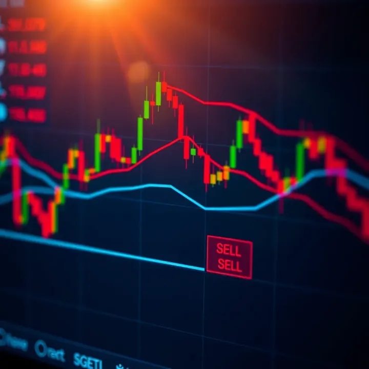 Trading Signals on Financial Market Chart Chart displaying various trading signals with indicators highlighting buy and sell points