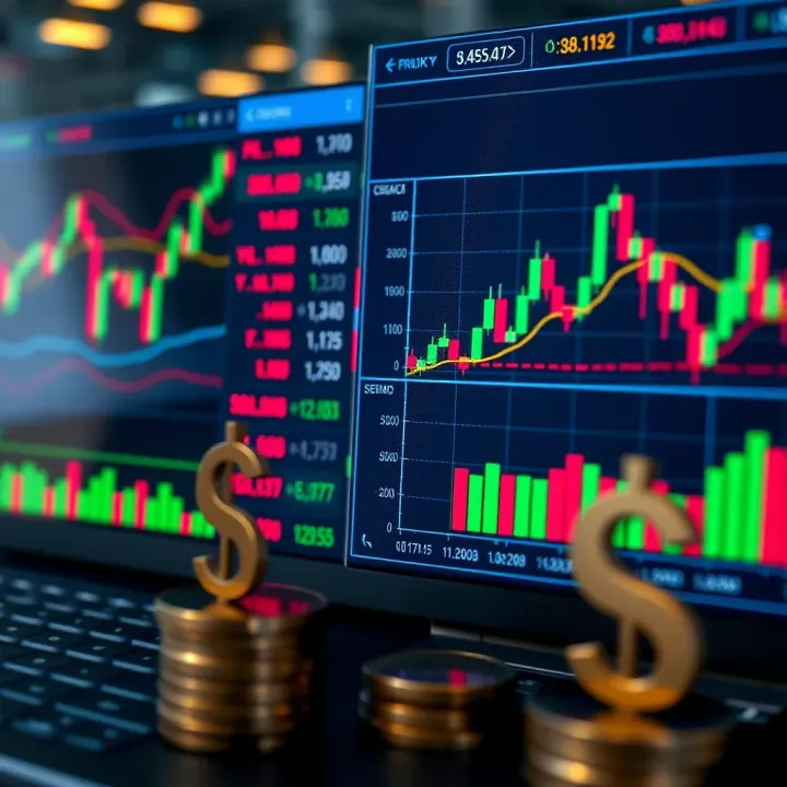 Digital trading platform displaying market charts and Kenyan shilling currency symbols