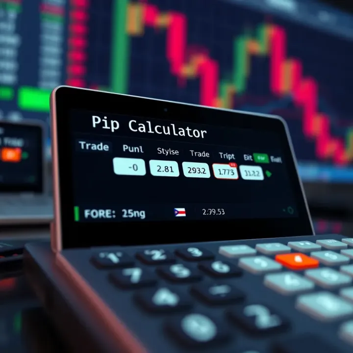 Interactive Pip Calculator Tool for Forex Trade Estimation User interface of a pip calculator tool showing input fields for trade size and currency pairs