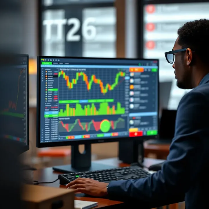 Integration of TradingView Analysis into Binary Options Trading Decisions Illustration of a trader integrating TradingView signals with binary options trading decisions on a computer screen