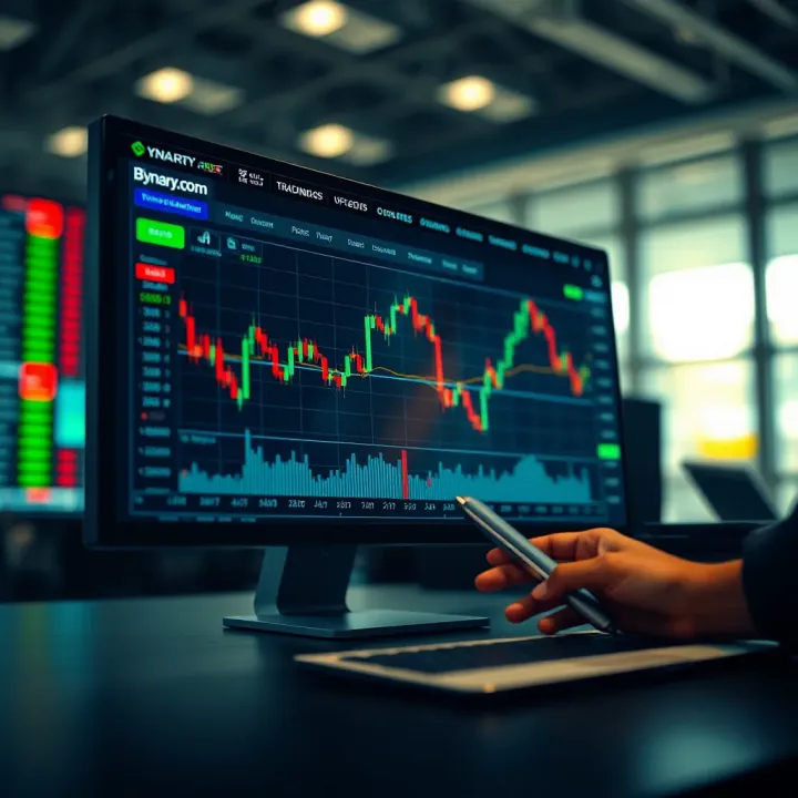Binary.com trading platform showcasing real-time trading options and market data