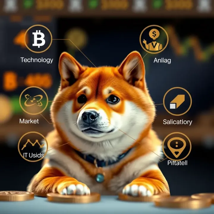 Key Factors Impacting Shiba Inu Coin Value Visual depiction of factors influencing cryptocurrency prices including technology, adoption, and market sentiment